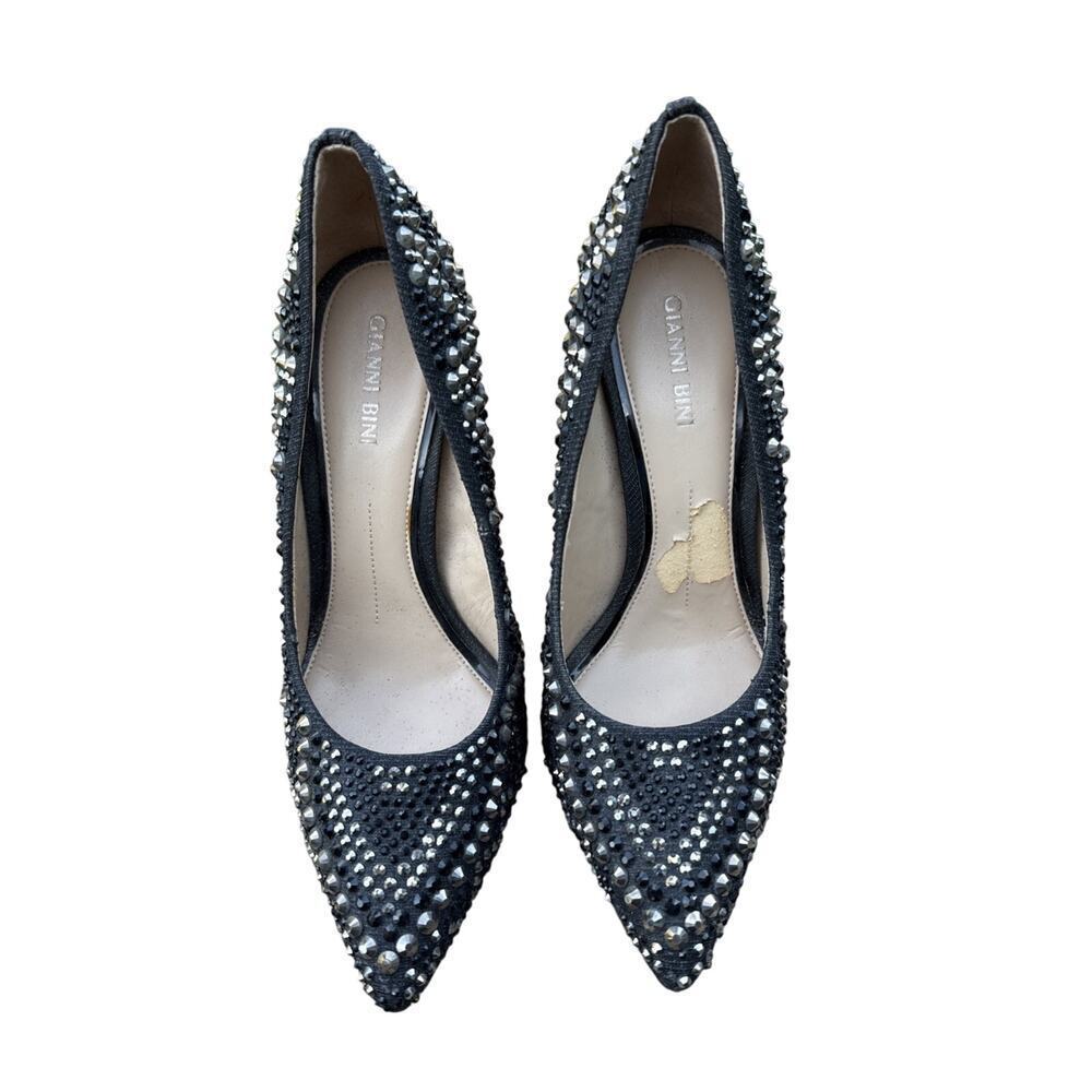Gianni Bini heels black 8.5 Silver White Beaded Embellished Bridal Studded